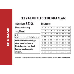 Informacinis lipdukas Oro kondicionavimo patikra - Vokiškas 96x66mm Kramp KL070900