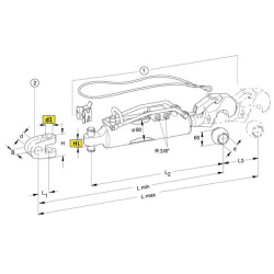 Hidraulinė viršutinė svirtis, kablys su rutuliniu kat.3, Ø90 mm 309539