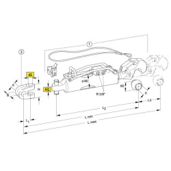 Hidraulinė viršutinė svirtis, kablys su rutuliniu kat.3, Ø90 mm 309538