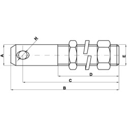Apatinės trauklės kaištis 28x154mm sriegis: 1-1/8"x76mm Cat.2 Kramp Z428178KR