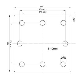 Suvirinimas ant montavimo plokštės 145x145 / 160mm 8x M20 00645000