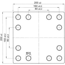Suvirinimas ant montavimo plokštės 160x160mm 12x M20 00645130