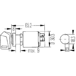 Uždegimo / starterio jungiklis, 12V, 0-1-2-3 6JK007232011