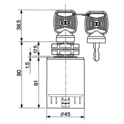 Uždegimo jungiklis 0-1-P-2, Cobo 14307000