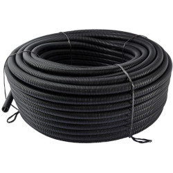 Apsauginis vamzdis 6mm 100m lankstus gofruotas, atviras, juodas FTBL06100