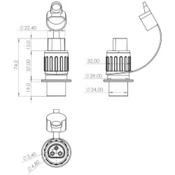 Kištukas 3 kontaktų, plastikinis, 12/24V, ašmenų gnybtai (pak. 10 vnt) TR00013KRPACK