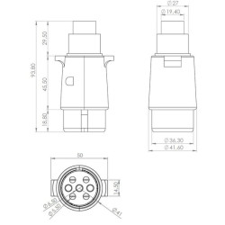 Priekabos kištukas 7 kontaktų, aliuminis, 12V, varžtiniai gnybtai (pak. 10 vnt.) TR00007KRPACK