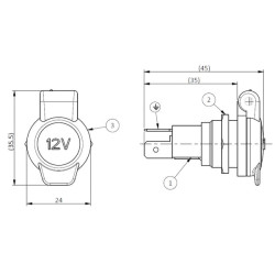 Maitinimo lizdas 2 polių 12V 25009820000A