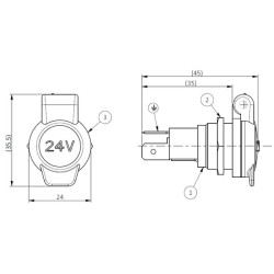 Maitinimo lizdas 2 polių 24V 25009830000A