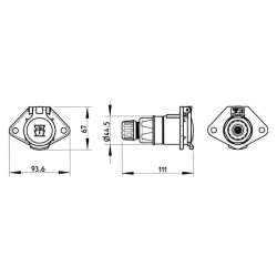 Lizdas, metalinis, 7 kontaktų 111080JAE