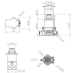 7 kontaktų priekabos lizdas, plastikinis, 12 V, varžtiniai gnybtai, apsauga nuo atmosferos poveikio TR00015KR