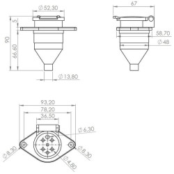 Priekabos lizdas, 7 kontaktų, plastikinis dangtelis, 24 V, varžtiniai gnybtai TR00010KR
