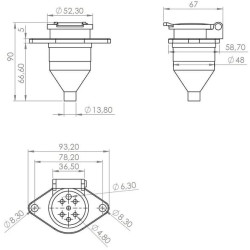 Priekabos lizdas 7 kontaktų, metalinis dangtelis, 24 V, varžtiniai gnybtai TR00009KR