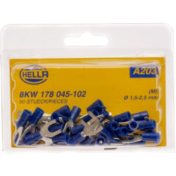 Šakės gnybtas, mėlynas, 1,5–2,5 mm² Ø5,3 mm, A serija, lizdinė plokštelė, Hella 8KW178045102