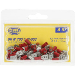 Gnybtų mentė moteriška, raudona, 0,5-1mm² 6,3x0,8 mm, lizdinė plokštelė (50x), Hella 8KW700143003