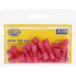 Gnybtų mentė moteriška, raudona, 0,5-1mm² 6,3x0,8 mm, lizdinė plokštelė (25x), Hella 8KW732566003