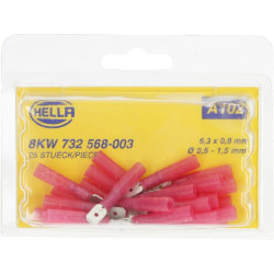 Gnybtų mentė vyriška, raudona, 0,5–1 mm² 6,3 x 0,8 mm, lizdinė plokštelė (25x), Hella 8KW732568003