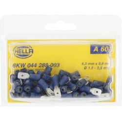 Gnybtų mentė vyriška, mėlyna, 1,5–2,5 mm² 6,3 x 0,8 mm, lizdinė plokštelė (100x), Hella 8KW044288003