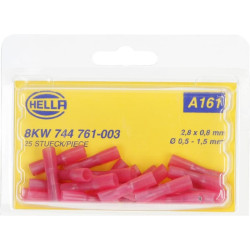 Gnybtų mentė moteriška, raudona, 0,5-1 mm² 2,8x0,8 mm, lizdinė plokštelė (25x), Hella 8KW744761003