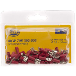 Gnybtų mentė moteriška, raudona, 0,5-1mm² 4,8x0,5 mm, lizdinė plokštelė (100x), Hella 8KW705392003