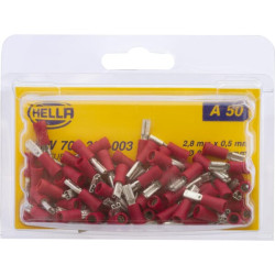 Gnybtų mentė moteriška, raudona, 0,5-1 mm² 2,8x0,5 mm, lizdinė plokštelė (100x), Hella 8KW705393003