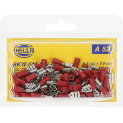 Gnybtų mentė moteriška, raudona, 0,5-1mm² 6,3x0,8 mm, lizdinė plokštelė (100x), Hella 8KW044036003