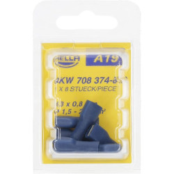 Gnybtų mentė moteriška, mėlyna, 1,5–2,5 mm² 6,3 x 0,8 mm, lizdinė plokštelė (8x), Hella 8KW708374812