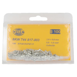 Gnybtų mentė moteriška, sidabrinė, 0,9-1,3 mm² 2,8 x 0,8 mm Ø2,8 mm, lizdinė plokštelė (100x), Hella 8KW744817003