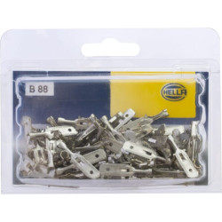 Gnybtų mentė, balta, 0,5–1 mm² 6,3 x 0,8 mm Ø6,3 mm, lizdinė plokštelė (100x), Hella 8KW744832003