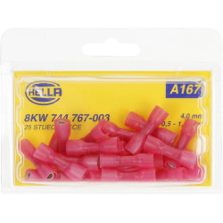 Kulkos jungties moteriška, raudona, 0,5–1 mm² Ø4 mm, A serija, lizdinė plokštelė (25x), Hella 8KW744767003