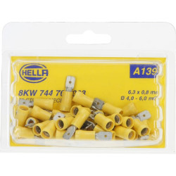 Gnybtų mentė, geltona, 4-6 mm² 6,3x0,8 mm, lizdinė plokštelė (50x), Hella 8KW744700003