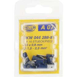 Gnybtų mentė vyriška, mėlyna, 1,5–2,5 mm² 6,3 x 0,8 mm, lizdinė plokštelė (15x), Hella 8KW044288812