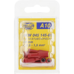 Kulkos jungties moteriška, raudona, 0,5–1 mm² Ø4 mm A serija, lizdinė plokštelė (10x), Hella 8KW045145812