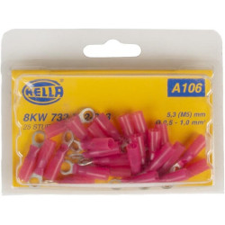 Žiedinė jungtis, Ø5,3 mm A serija, raudona, 0,5–1 mm² lizdinė plokštelė (25x), Hella 8KW732572003