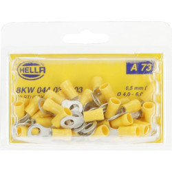 Žiedinė jungtis, Ø6,5 mm, A serija, geltona, 4-6 mm² lizdinė plokštelė (50x), Hella 8KW044030003
