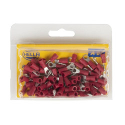 Žiedinė jungtis, Ø4,3 mm A serija, raudona, 0,5–1 mm² lizdinė plokštelė (100x), Hella 8KW044276003