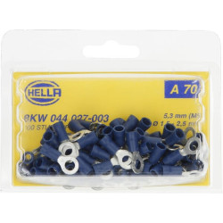 Žiedinė jungtis, mėlyna, 1,5–2,5 mm² Ø5,3 mm, A serija, lizdinė plokštelė (100x), Hella 8KW044027003