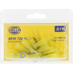 Žiedinė jungtis, Ø6,5 mm, A serija, geltona, 4-6 mm² lizdinė plokštelė (25x), Hella 8KW732576003