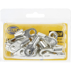 Žiedinė jungtis, sidabrinė, 10-16 mm² Ø8,4 mm, B serija, lizdinė plokštelė (20x), Hella 8KW177784312