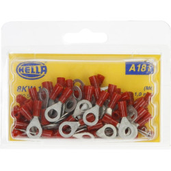 Žiedinė jungtis, raudona, 0,5–1,5 mm² Ø6,5 mm, A serija, lizdinė plokštelė (100x), Hella 8KW178042032
