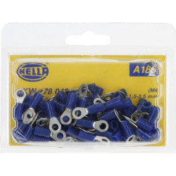 Žiedinė jungtis, mėlyna, 1,5–2,5 mm² Ø4,3 mm, A serija, lizdinė plokštelė (100x), Hella 8KW178042112