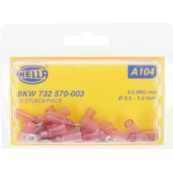 Žiedinė jungtis, Ø4,3 mm A serija, raudona, 0,5–1 mm² lizdinė plokštelė (25x), Hella 8KW732570003