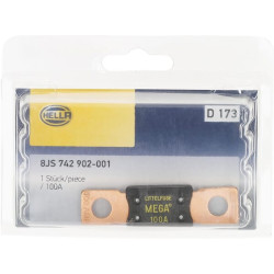 Saugiklis Mega 100A ilgis 68,6 mm geltona pakuotė 1x Hella 8JS742902001
