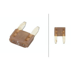 Saugiklio mini mentė 5A ilgis 10,9 mm smėlio spalvos pakuotė 50x Hella 8JS728596131