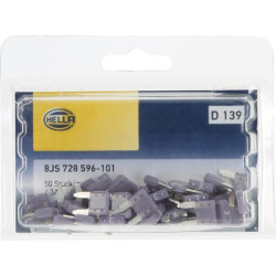 Saugiklio mini mentė 3A ilgis 10,9 mm purpurinė pakuotė 50x Hella 8JS728596101