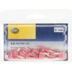 Saugiklio mini mentė 4A ilgis 10,9 mm rožinė pakuotė 50x Hella 8JS728596121