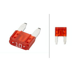 Saugiklio mini mentė 10A ilgis 10,9 mm raudona pakuotė 50x Hella 8JS728596141