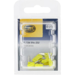 Saugiklio mini mentė 32V 20A ilgis 16,3mm geltona pakuotė 10x Hella 8JS728596232