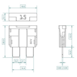 Saugiklio standartinė mentė 80V 3A violetinė pakuotė 10x Kramp FS1803KR