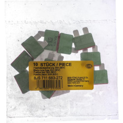 Saugiklis Standartinis mentė 80V 30A Ilgis 19,7mm žalia Pakuotė 10x Hella 8JS711683272